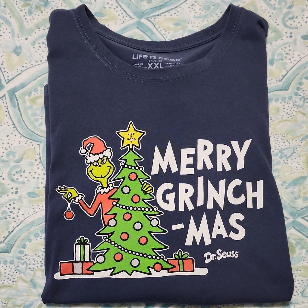 Life Is Good Navy Merry Grinch-Mas Tee